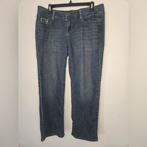Apt 9 Capri Jeans Size 8 Blue Stretch Denim Embellished Pockets
